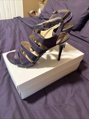 MICHAEL Michael Kors Purple Multi-Strap Leather Heeled Sandals   Size 8.5